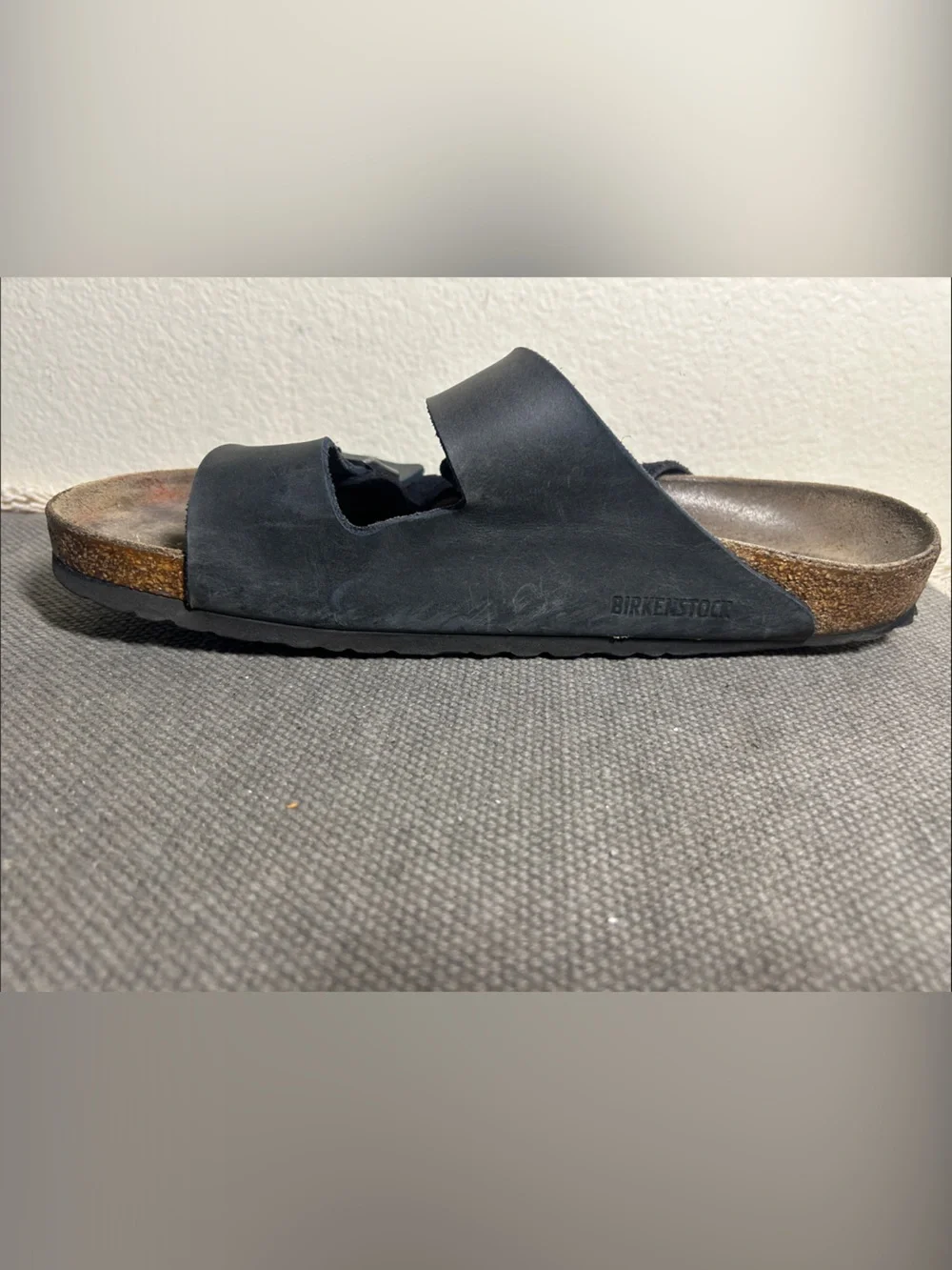 Birkenstock Arizona Two-Strap Black Suede and Leather Sandals